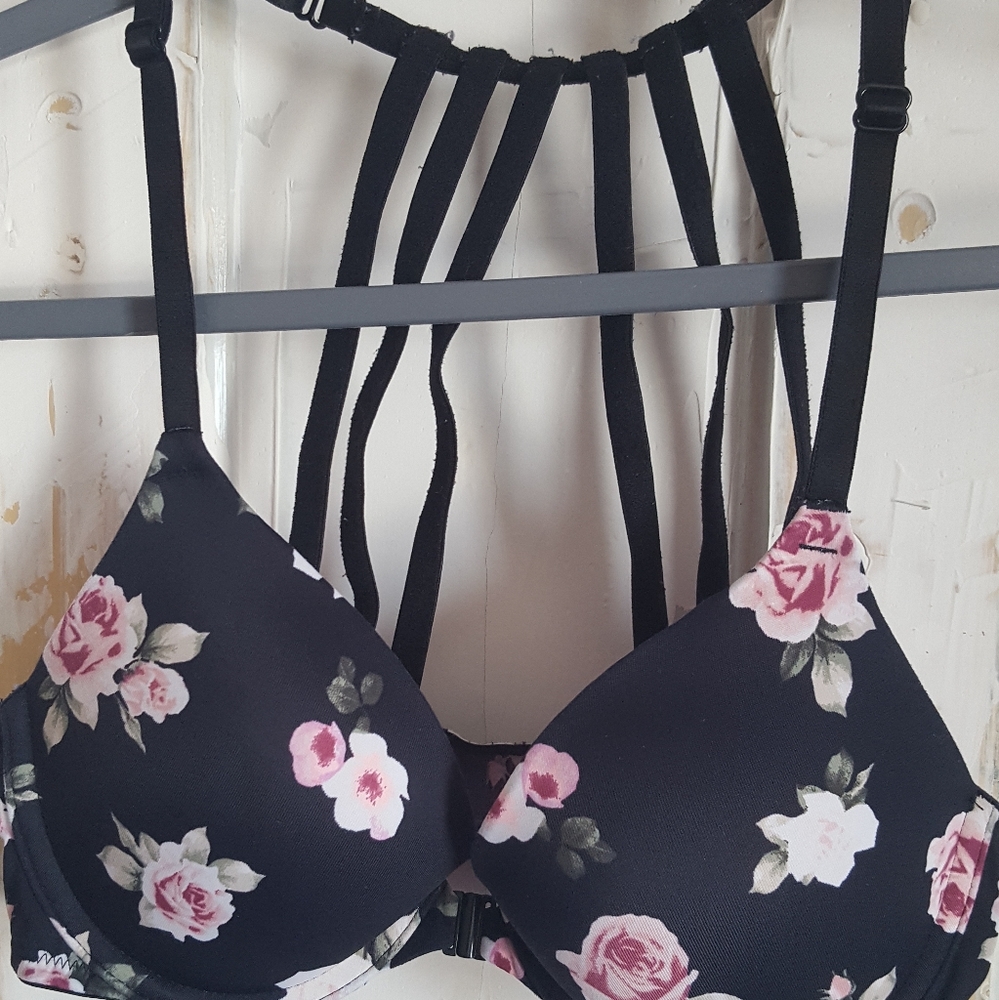 Floral And Black Bra From Pink